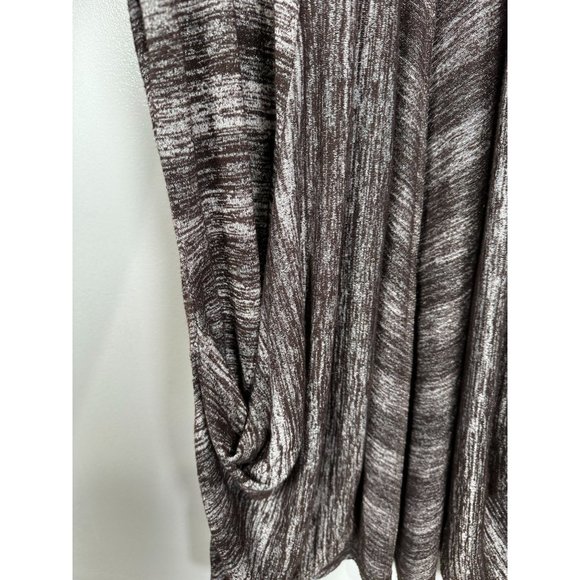 LOGO Lori Goldstein Womens Large Cardigan Sweater Long Sleeve Brown White Stretc - Picture 9 of 11